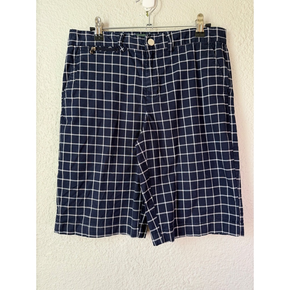 Ralph Lauren LRL Active Women's Bermuda Golf Shorts Size 2 Blue Plaid Stretch
